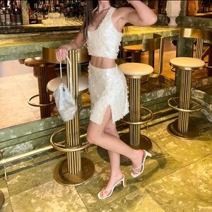 Elegant White Sequin Skirt